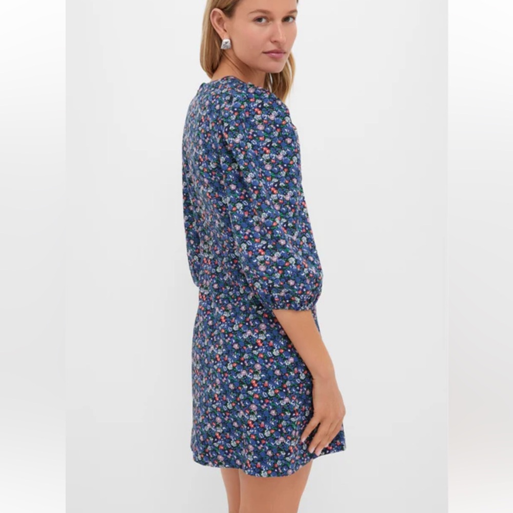 HYACINTH HOUSE Black & Navy Corduroy Floral Keyhole Moore Mini Dress, worn once - Picture 2 of 5